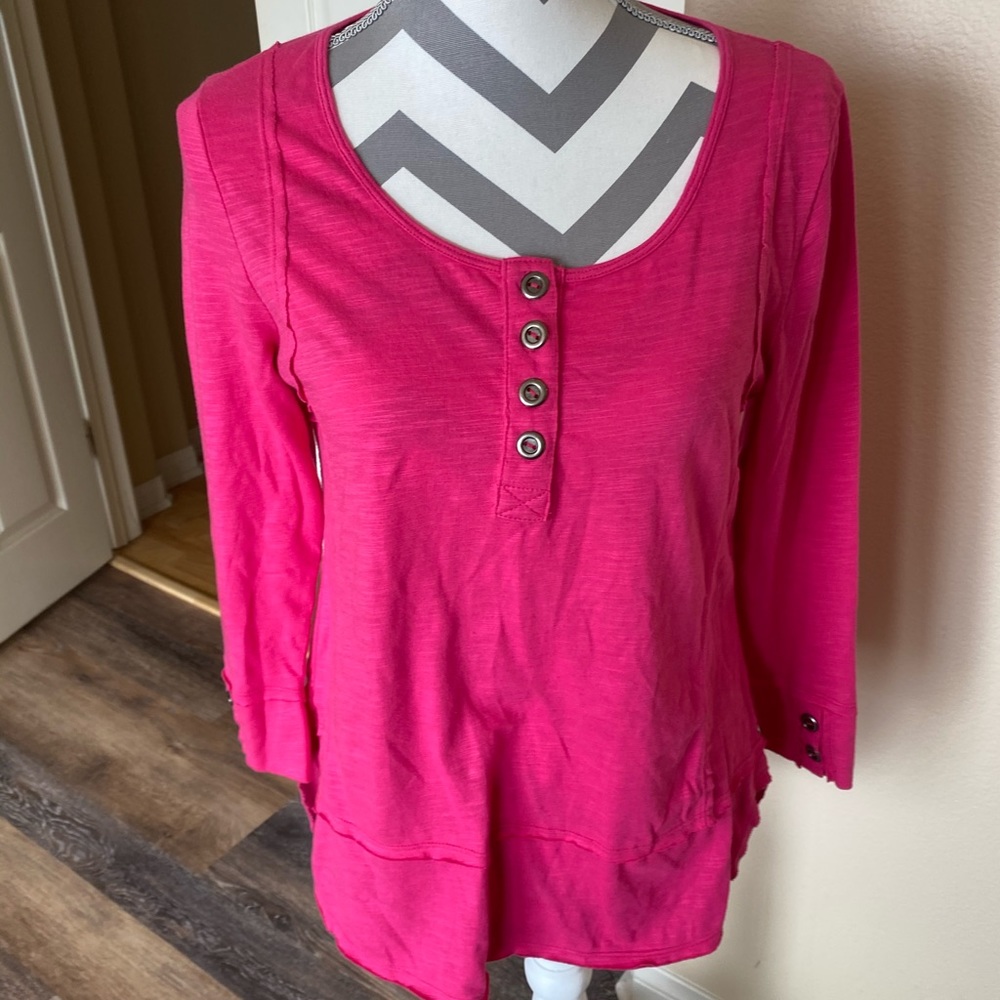 Pink neon ruffled Buddha top